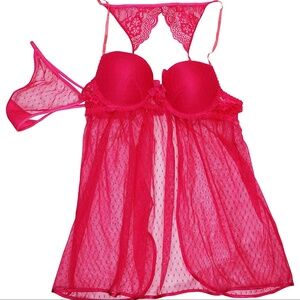 Linea Donatella Bridal Lingerie Chemise Thong Set New with Tags Women's Size S